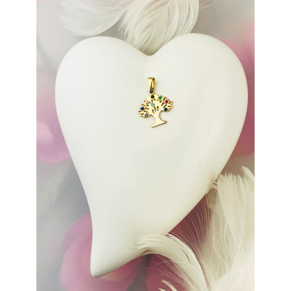 Anhänger Baum Gelbgold mit Zirkonia Goldanhänger 585er 14KT
