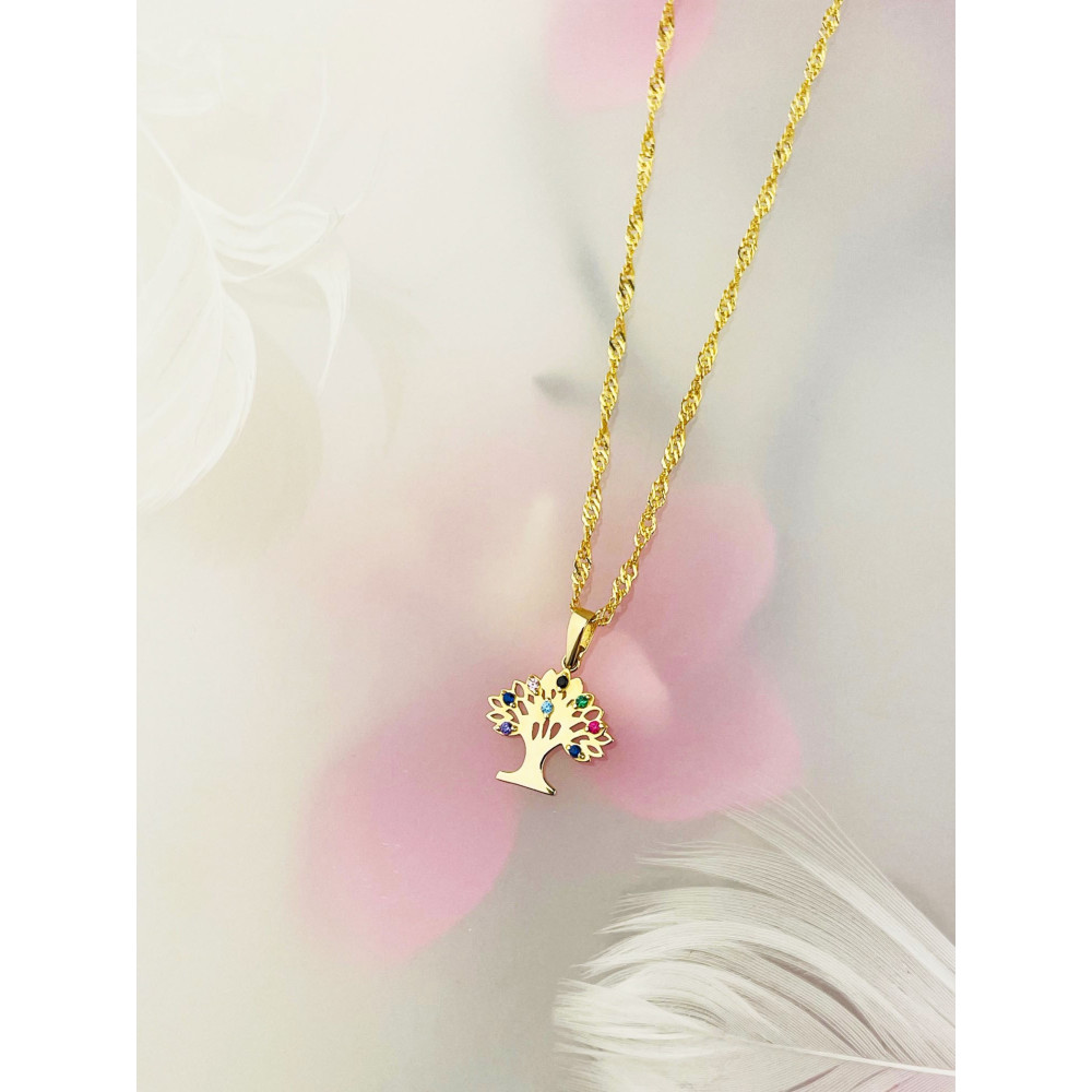 Anhänger Baum Gelbgold mit Zirkonia Goldanhänger 585er 14KT