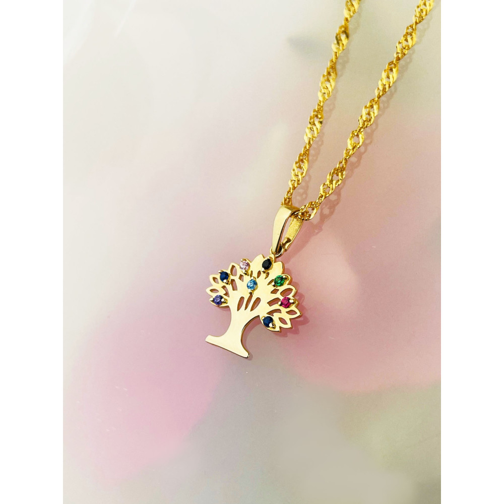 Anhänger Baum Gelbgold mit Zirkonia Goldanhänger 585er 14KT