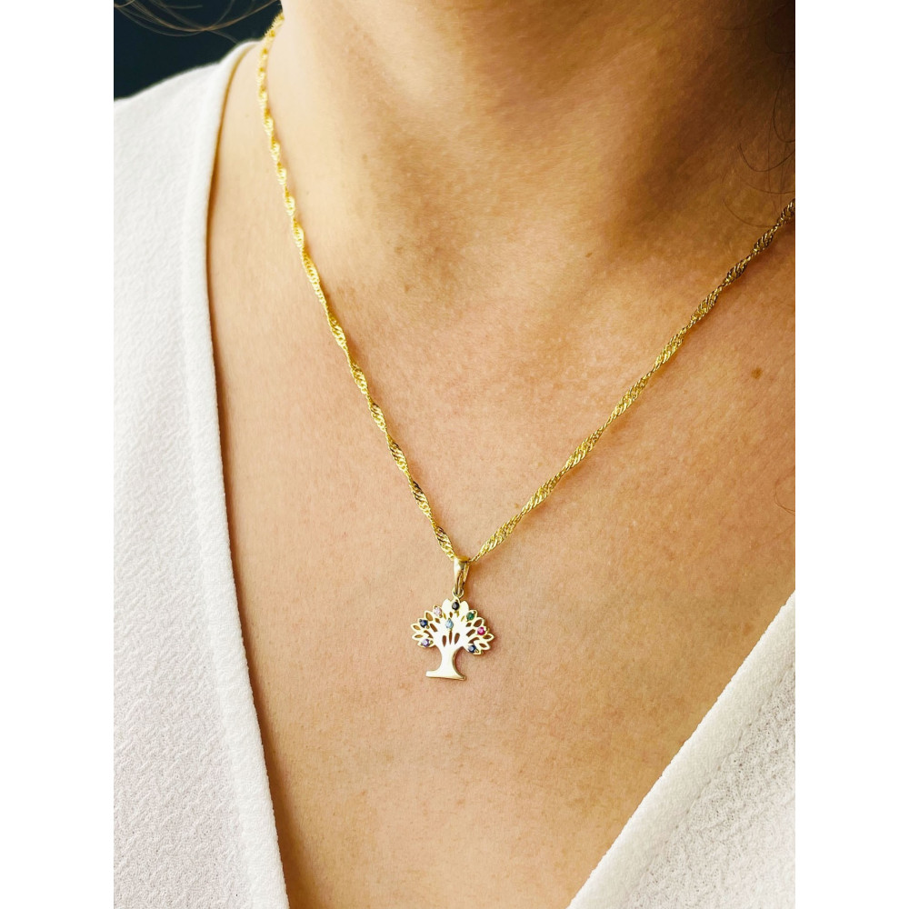 Anhänger Baum Gelbgold mit Zirkonia Goldanhänger 585er 14KT