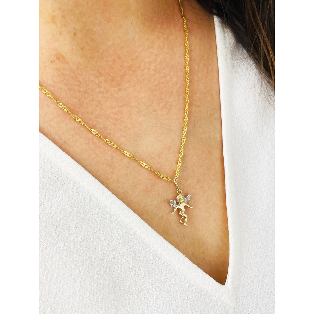 Złoty wisiorek aniołek zawieszka kupidyn figurka bikolor