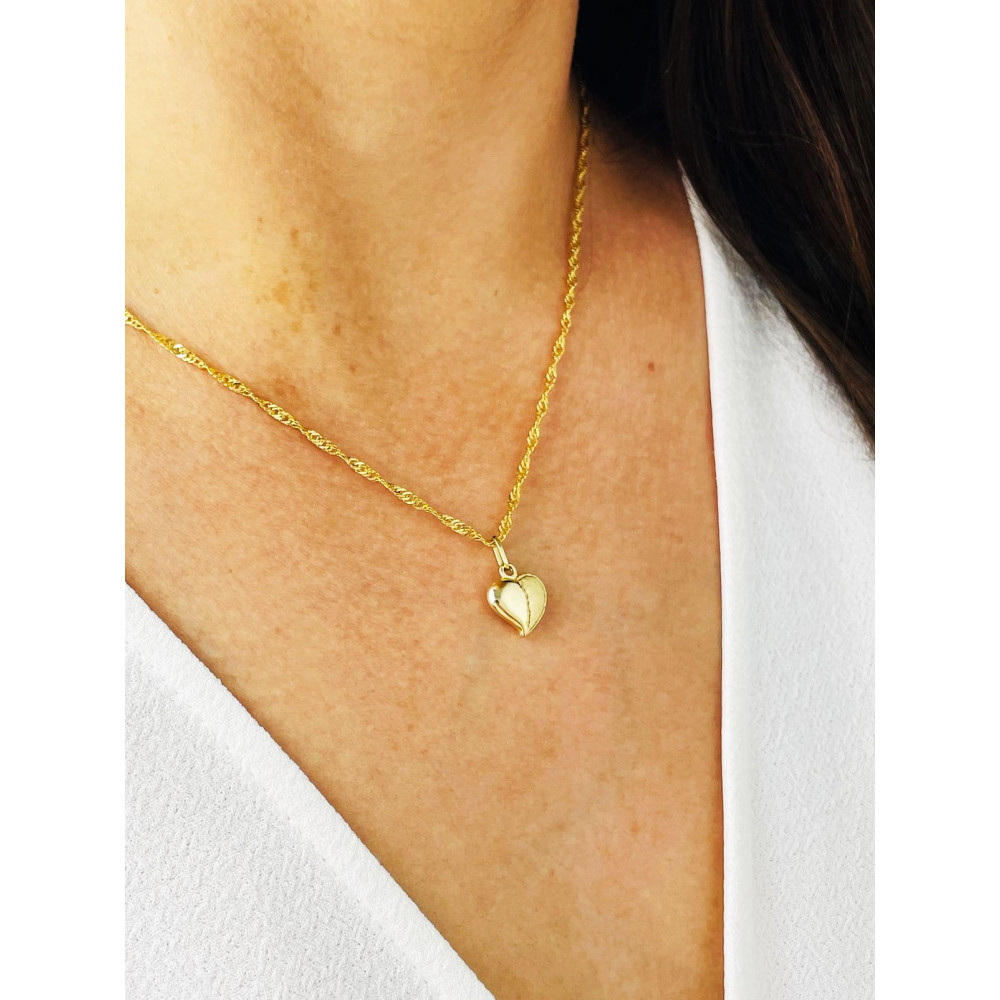 Złoty wisiorek serce zawieszka serduszko pół mat pół błysk frezowane figurka