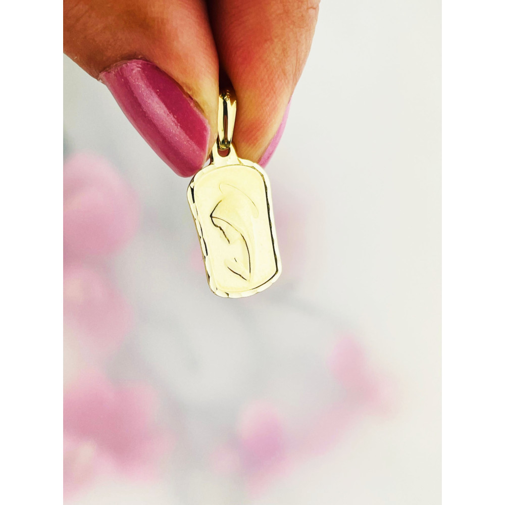 Złoty Medalik Zawieszka Matka Boska Fatimska Chrzest Komunia