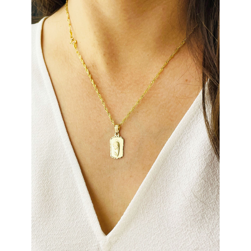 Złoty Medalik Zawieszka Matka Boska Fatimska Chrzest Komunia