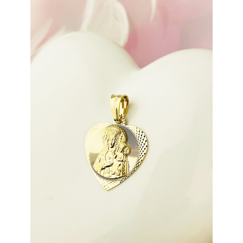 Herz Anhänger Madonna Maria mit Jesus Goldanhänger Erstkommunion 585er 14KT