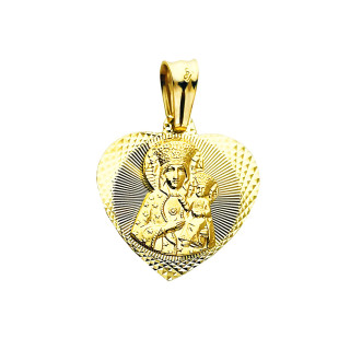 Herz Anhänger Madonna Maria mit Jesus Goldanhänger Erstkommunion 585er 14KT