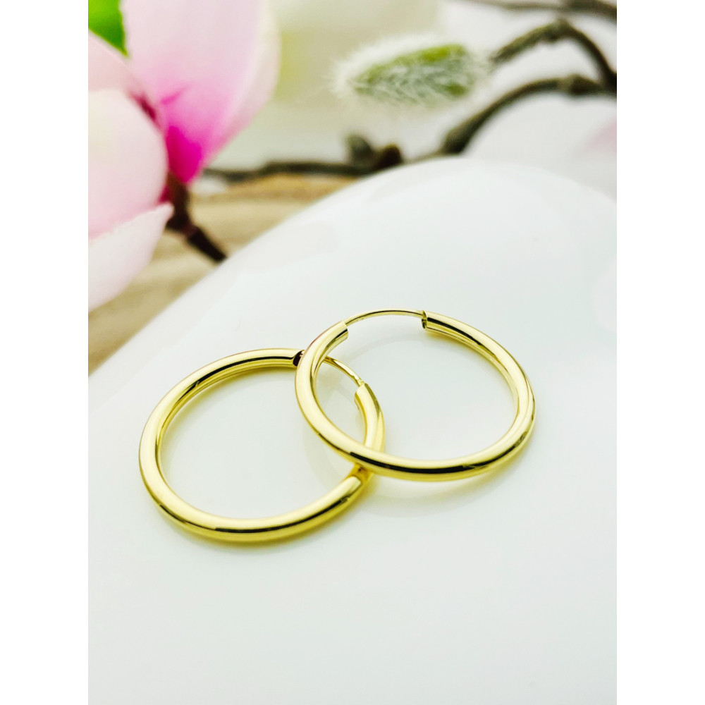 Kreis Creolen Ohrringe Ohrhänger Ohrstecker Ohrschmuck Paar Gelbgold 585er 14KT