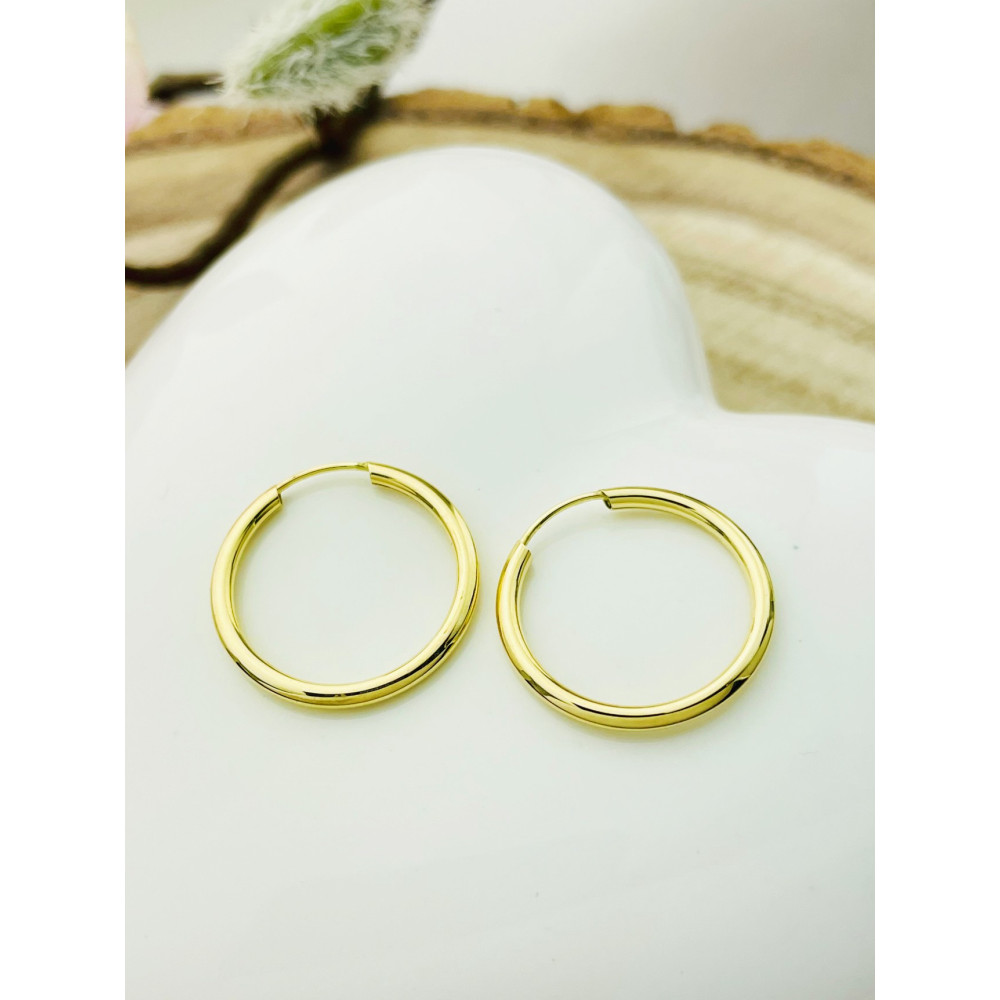 Kreis Creolen Ohrringe Ohrhänger Ohrstecker Ohrschmuck Paar Gelbgold 585er 14KT