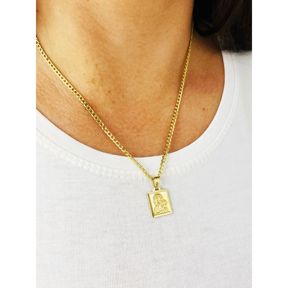 Złoty Medalik Zawieszka Matka Boska Częstochowska Chrzest Komunia