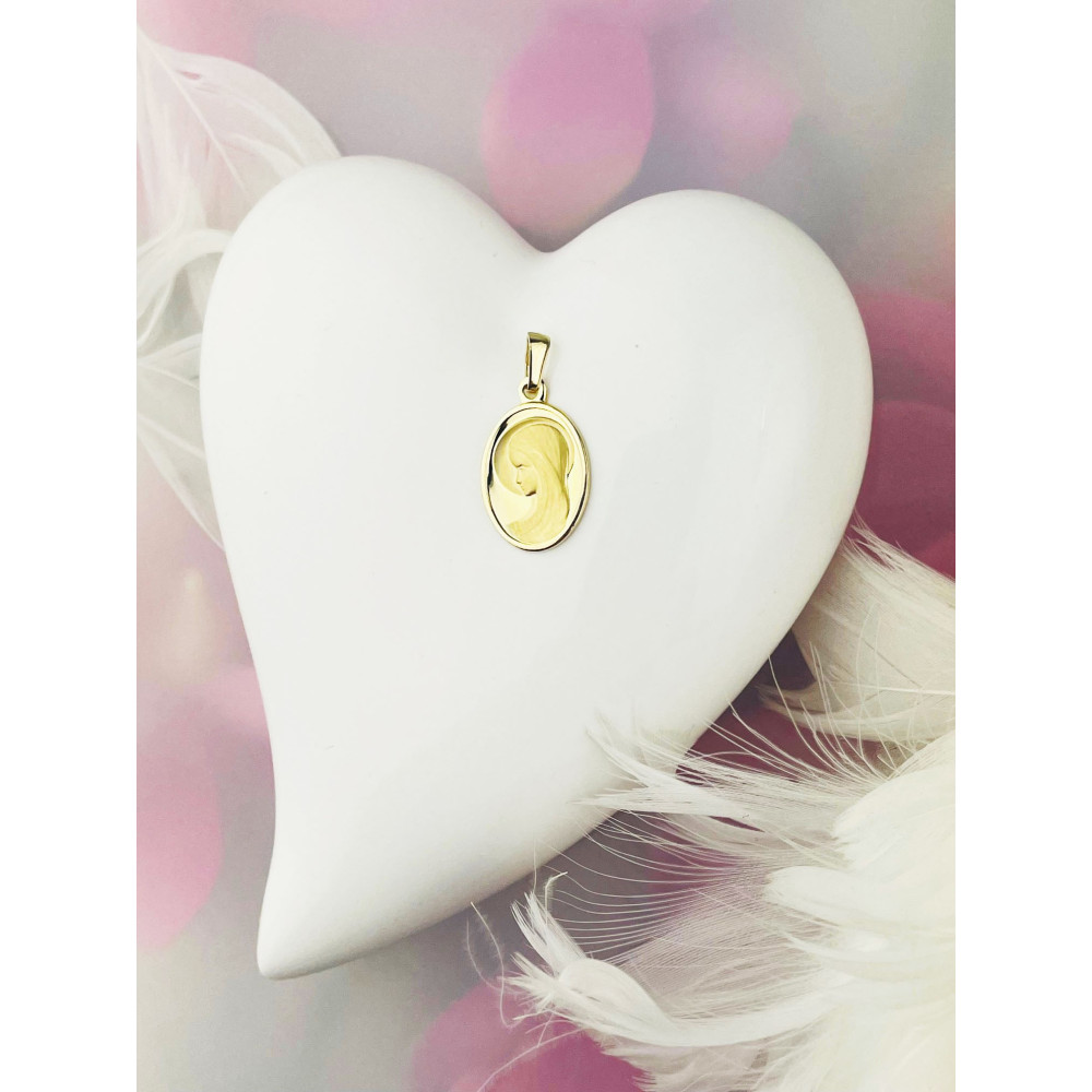 Złoty Medalik Zawieszka Matka Boska Chrzest Komunia