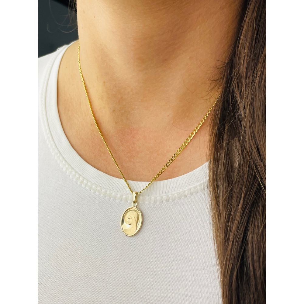 Złoty Medalik Zawieszka Matka Boska Chrzest Komunia