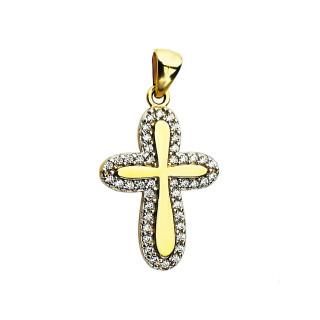Goldanhänger Kettenanhänger Gold mit Zirkonia Anhänger Kreuz Goldkreuz Erstkommunion Gelbgold 585er 14KT