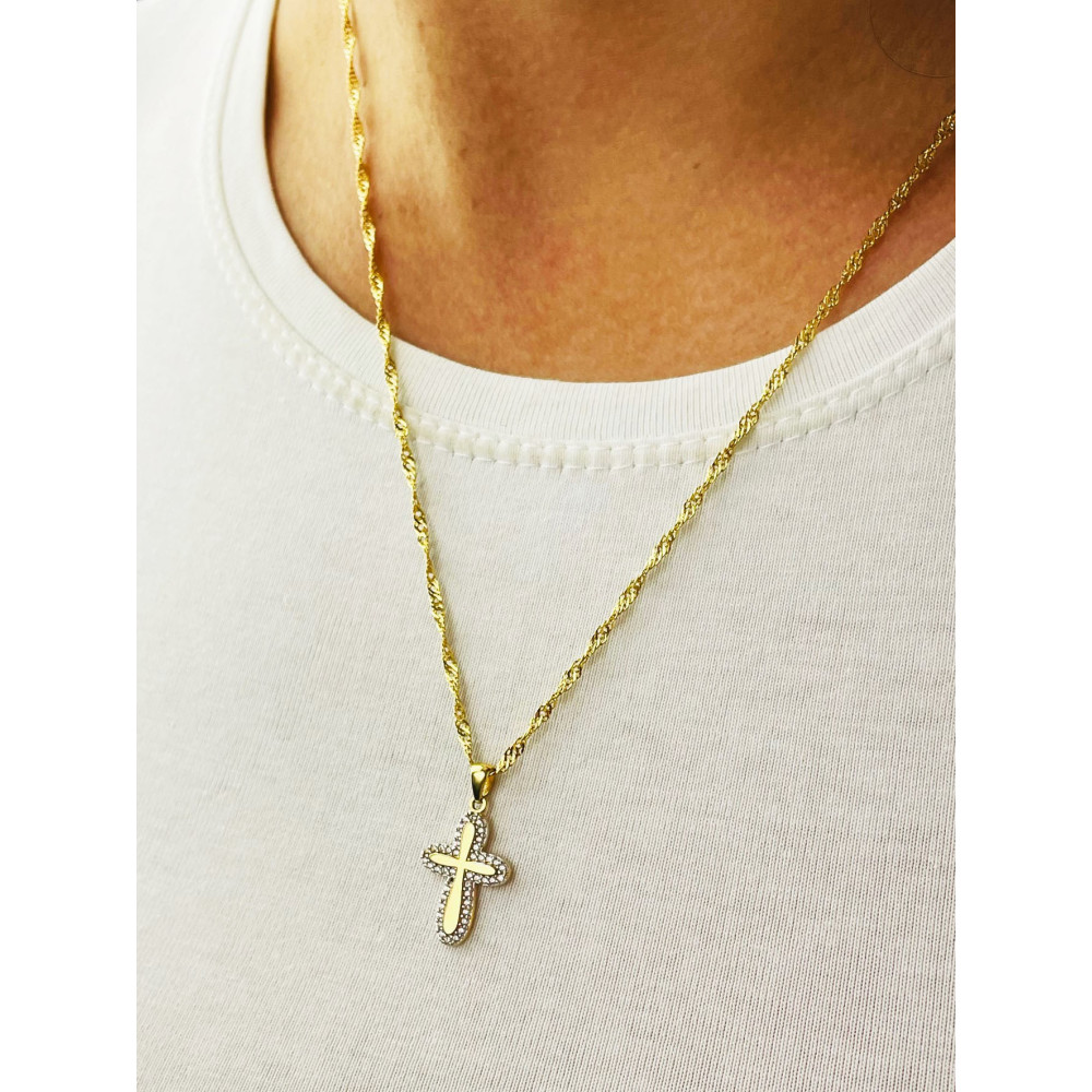 Goldanhänger Kettenanhänger Gold mit Zirkonia Anhänger Kreuz Goldkreuz Erstkommunion Gelbgold 585er 14KT