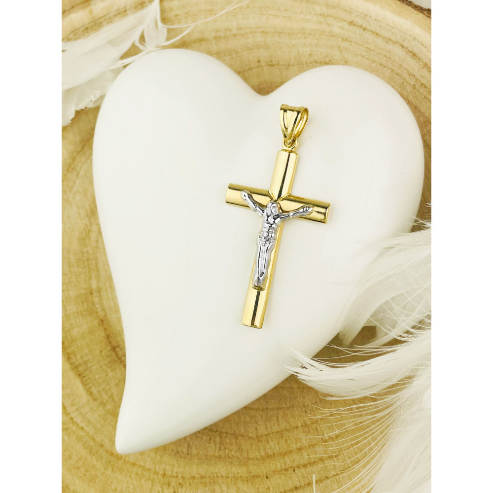 Goldanhänger Kettenanhänger Gold Anhänger Kreuz mit Jesus Goldkreuz Erstkommunion Gelbgold 585er 14KT