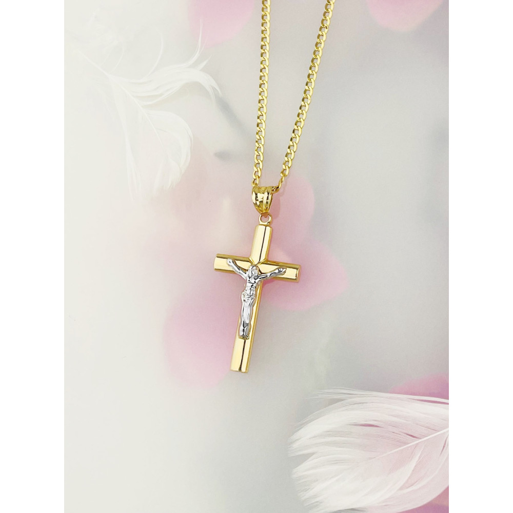 Goldanhänger Kettenanhänger Gold Anhänger Kreuz mit Jesus Goldkreuz Erstkommunion Gelbgold 585er 14KT