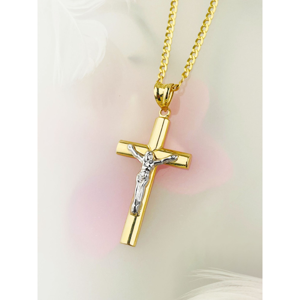 Goldanhänger Kettenanhänger Gold Anhänger Kreuz mit Jesus Goldkreuz Erstkommunion Gelbgold 585er 14KT