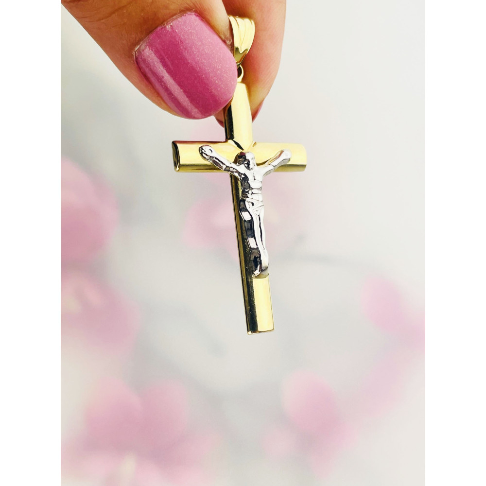 Goldanhänger Kettenanhänger Gold Anhänger Kreuz mit Jesus Goldkreuz Erstkommunion Gelbgold 585er 14KT