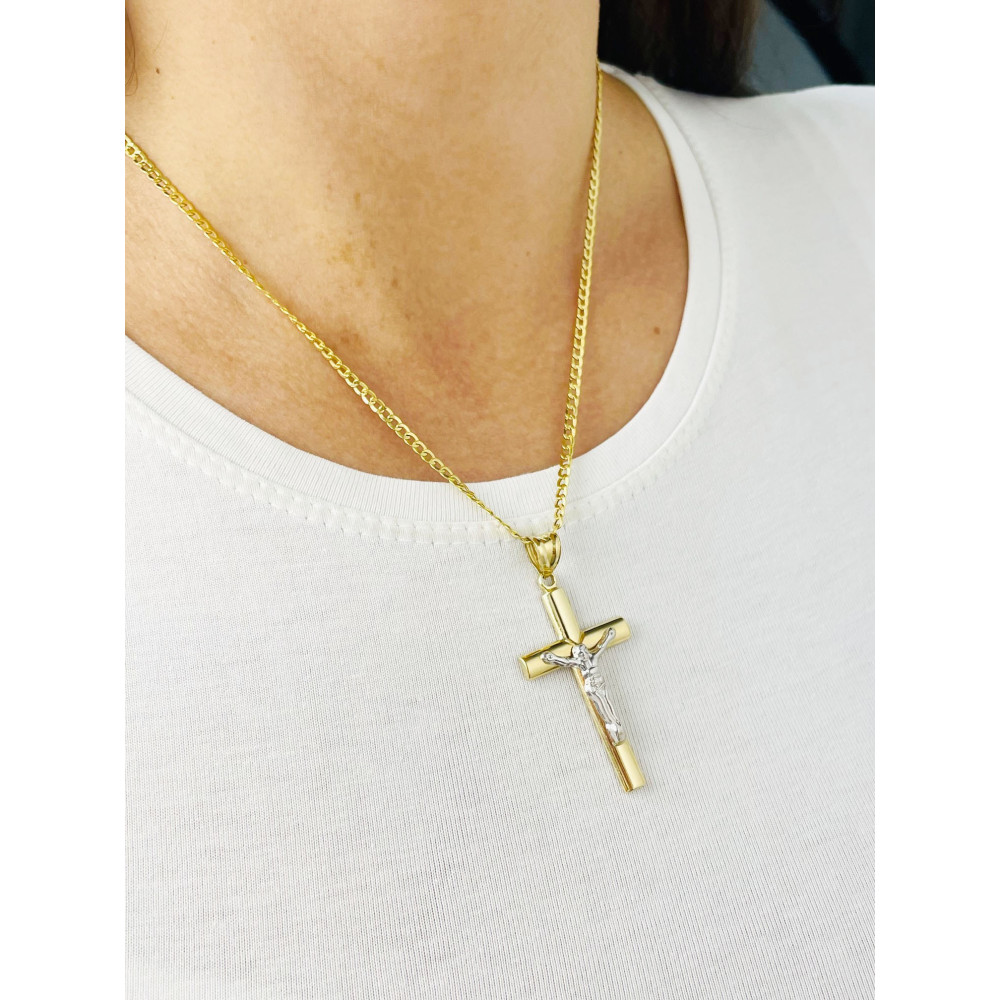 Goldanhänger Kettenanhänger Gold Anhänger Kreuz mit Jesus Goldkreuz Erstkommunion Gelbgold 585er 14KT