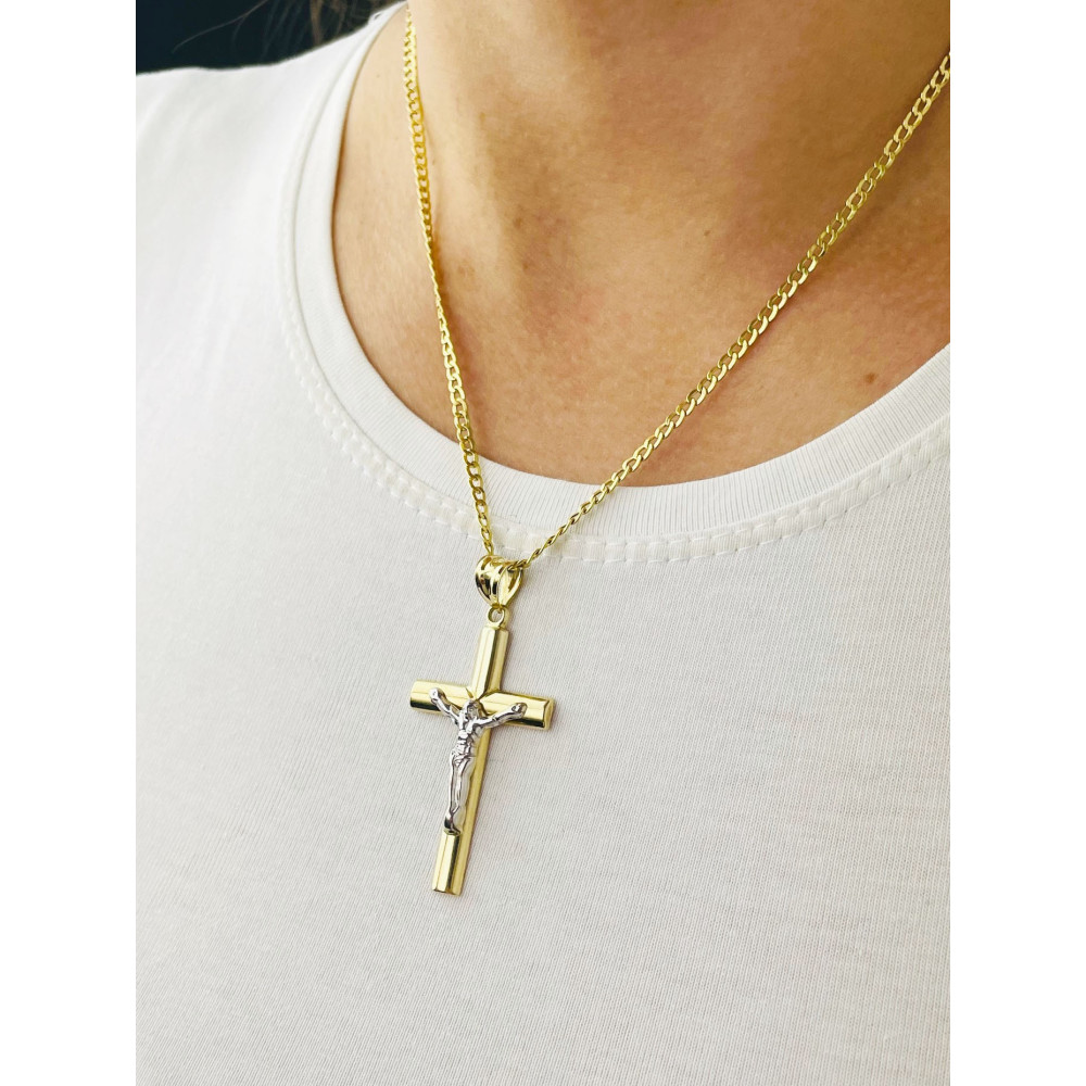 Goldanhänger Kettenanhänger Gold Anhänger Kreuz mit Jesus Goldkreuz Erstkommunion Gelbgold 585er 14KT