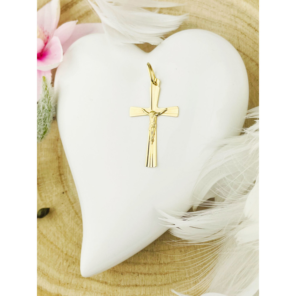 Goldanhänger Kettenanhänger Gold Anhänger Kreuz mit Jesus Goldkreuz Erstkommunion Gelbgold 585er 14KT