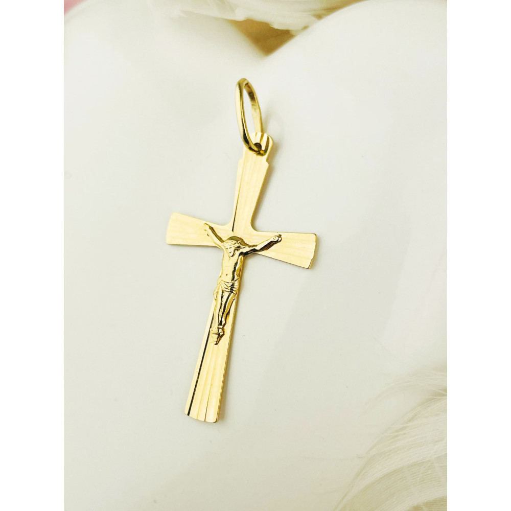 Goldanhänger Kettenanhänger Gold Anhänger Kreuz mit Jesus Goldkreuz Erstkommunion Gelbgold 585er 14KT