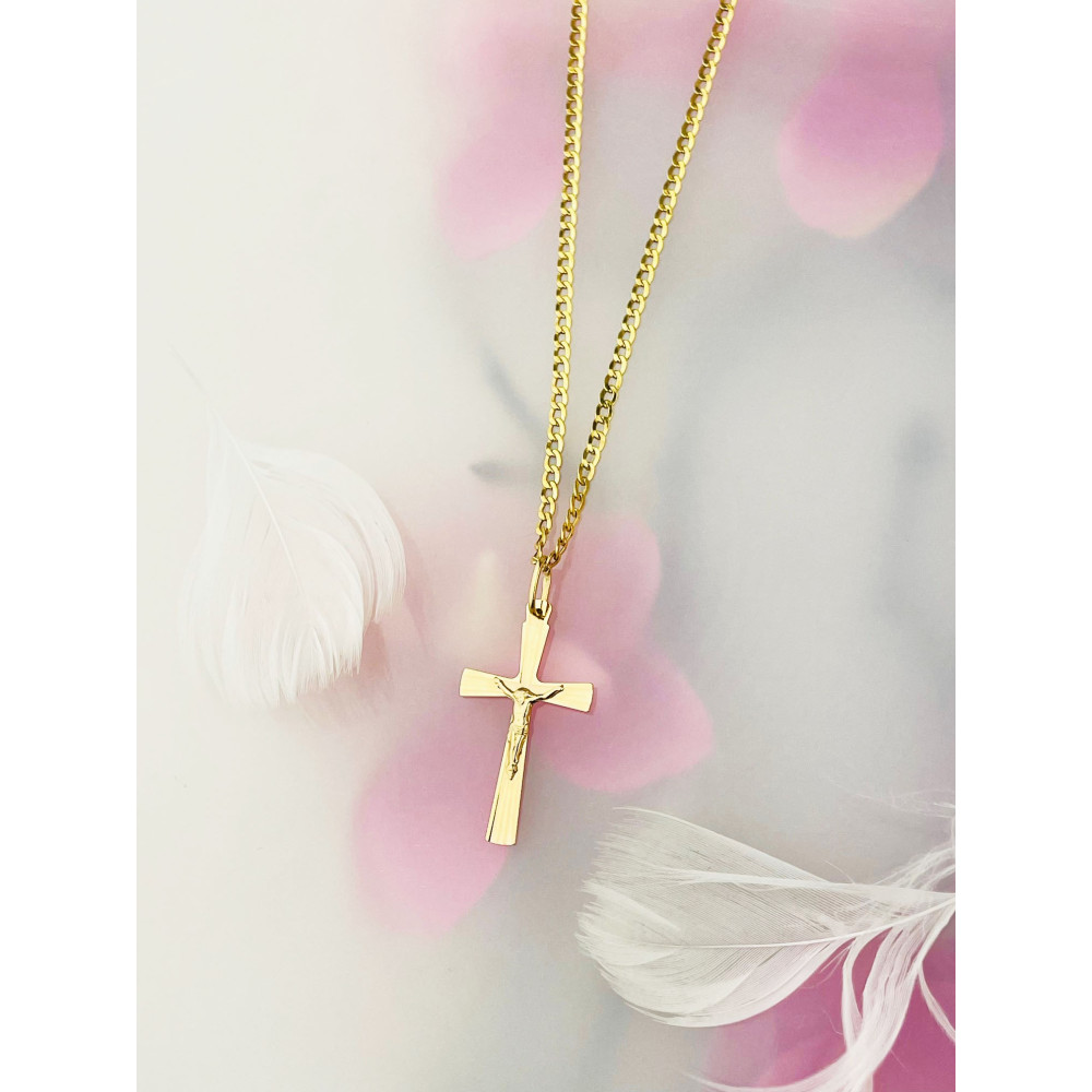 Goldanhänger Kettenanhänger Gold Anhänger Kreuz mit Jesus Goldkreuz Erstkommunion Gelbgold 585er 14KT