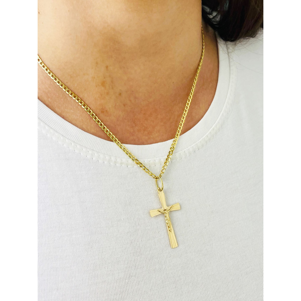 Goldanhänger Kettenanhänger Gold Anhänger Kreuz mit Jesus Goldkreuz Erstkommunion Gelbgold 585er 14KT