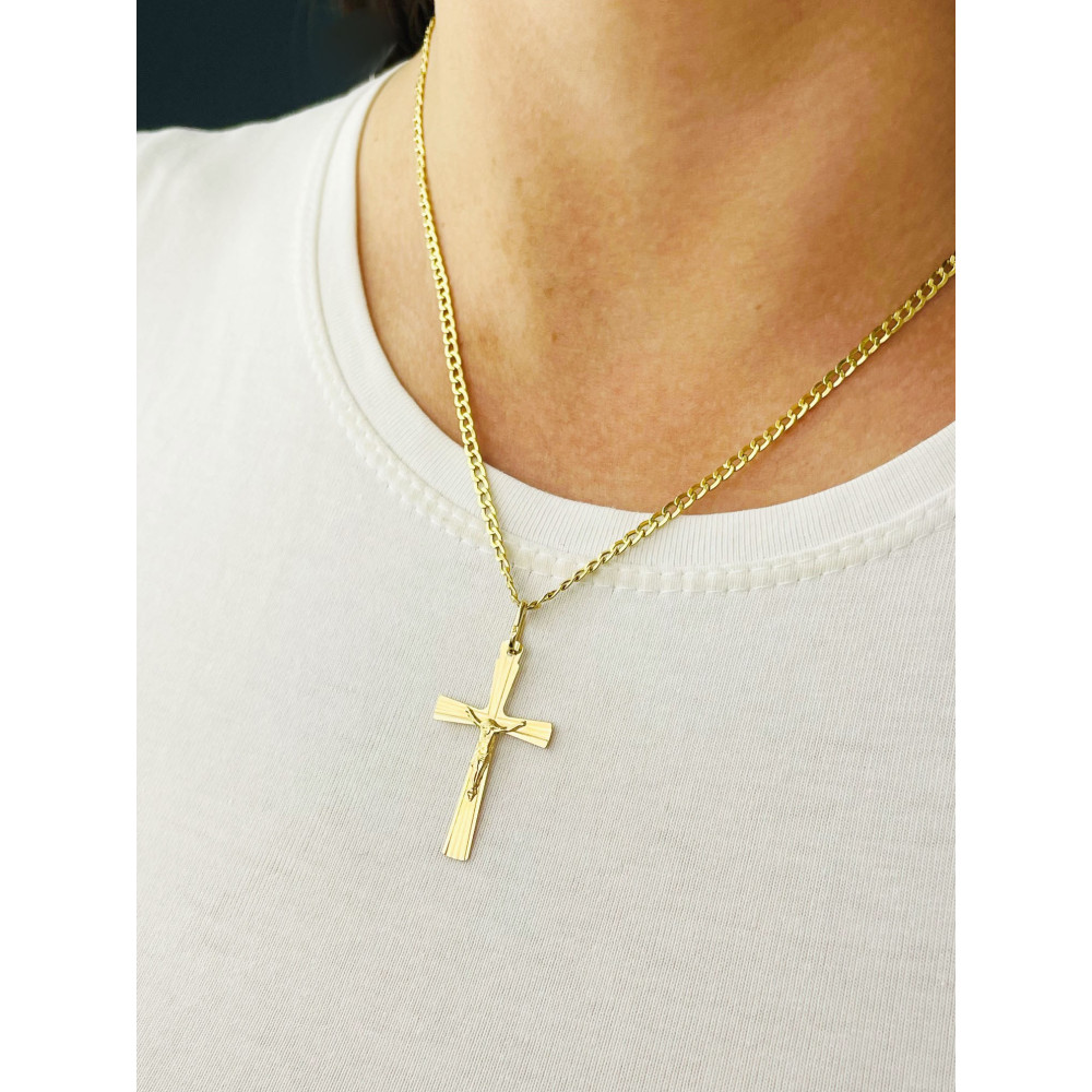 Goldanhänger Kettenanhänger Gold Anhänger Kreuz mit Jesus Goldkreuz Erstkommunion Gelbgold 585er 14KT