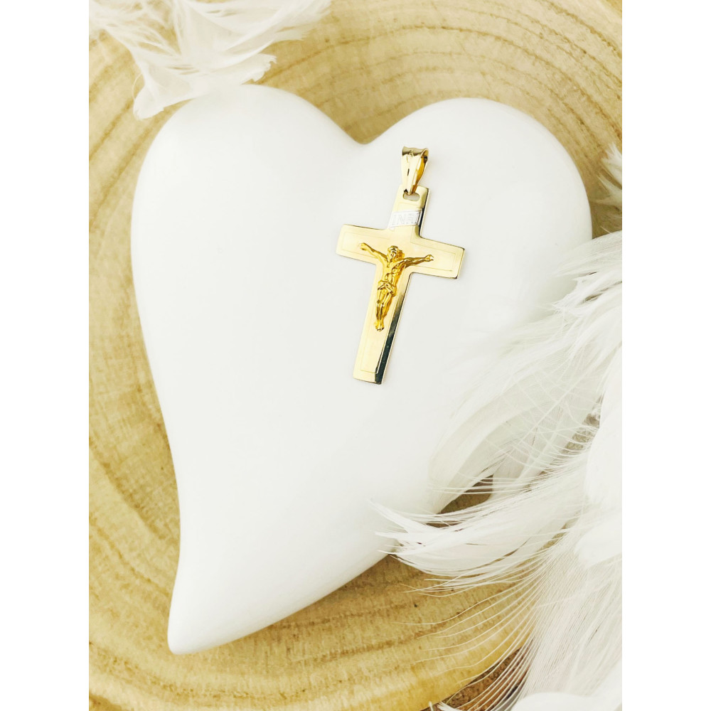 Goldanhänger Kettenanhänger Gold Anhänger Kreuz mit Jesus Goldkreuz Erstkommunion Gelbgold 585er 14KT