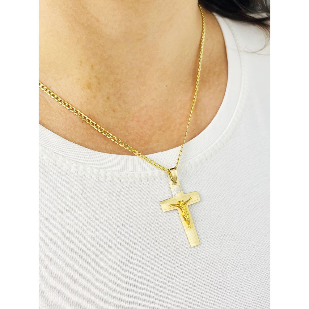 Goldanhänger Kettenanhänger Gold Anhänger Kreuz mit Jesus Goldkreuz Erstkommunion Gelbgold 585er 14KT