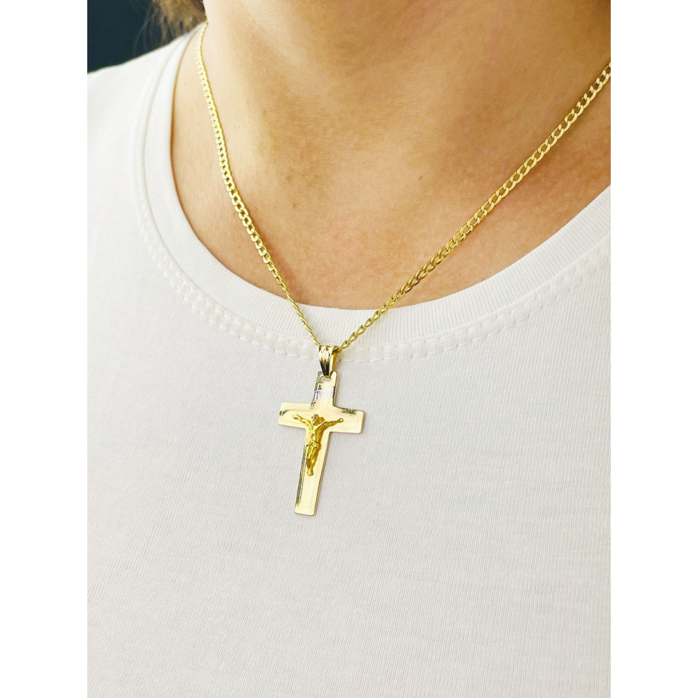 Goldanhänger Kettenanhänger Gold Anhänger Kreuz mit Jesus Goldkreuz Erstkommunion Gelbgold 585er 14KT