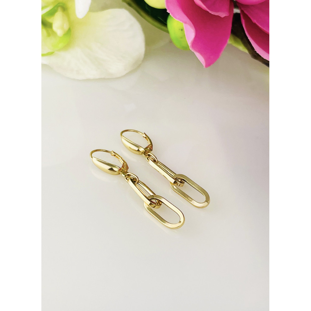 Złote kolczyki wiszące oczka łańcuszka