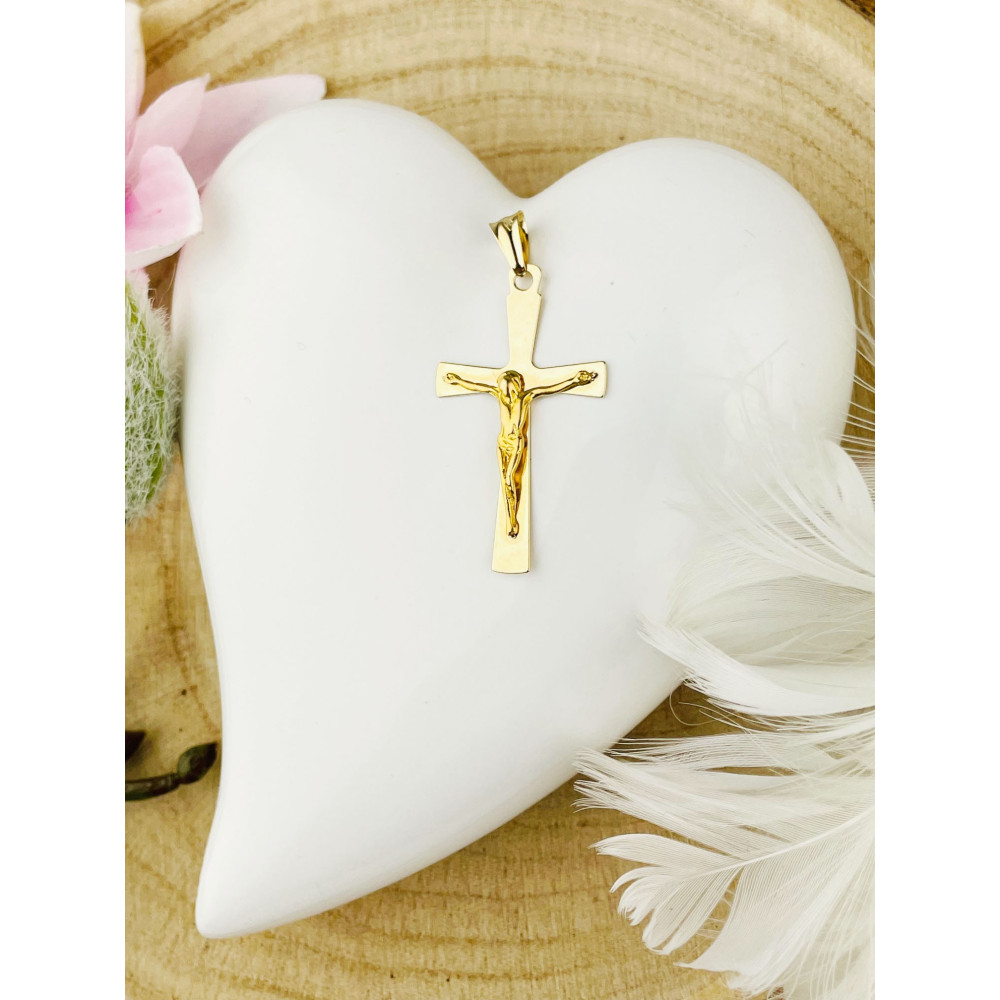 Goldanhänger Kettenanhänger Gold Anhänger Kreuz mit Jesus Goldkreuz Erstkommunion Gelbgold 585er 14KT