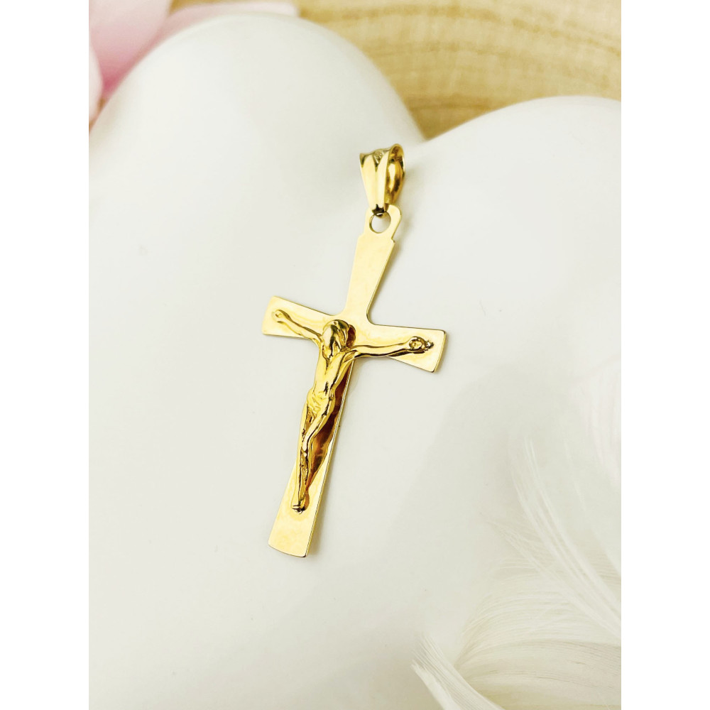 Goldanhänger Kettenanhänger Gold Anhänger Kreuz mit Jesus Goldkreuz Erstkommunion Gelbgold 585er 14KT
