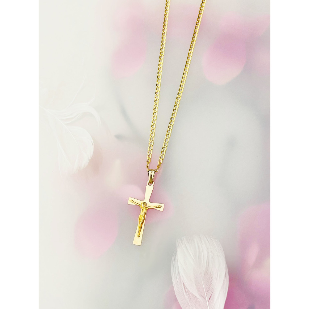 Goldanhänger Kettenanhänger Gold Anhänger Kreuz mit Jesus Goldkreuz Erstkommunion Gelbgold 585er 14KT