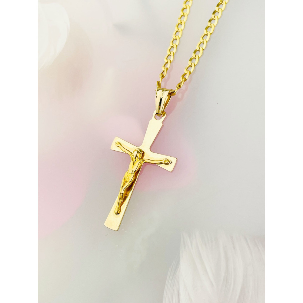 Goldanhänger Kettenanhänger Gold Anhänger Kreuz mit Jesus Goldkreuz Erstkommunion Gelbgold 585er 14KT