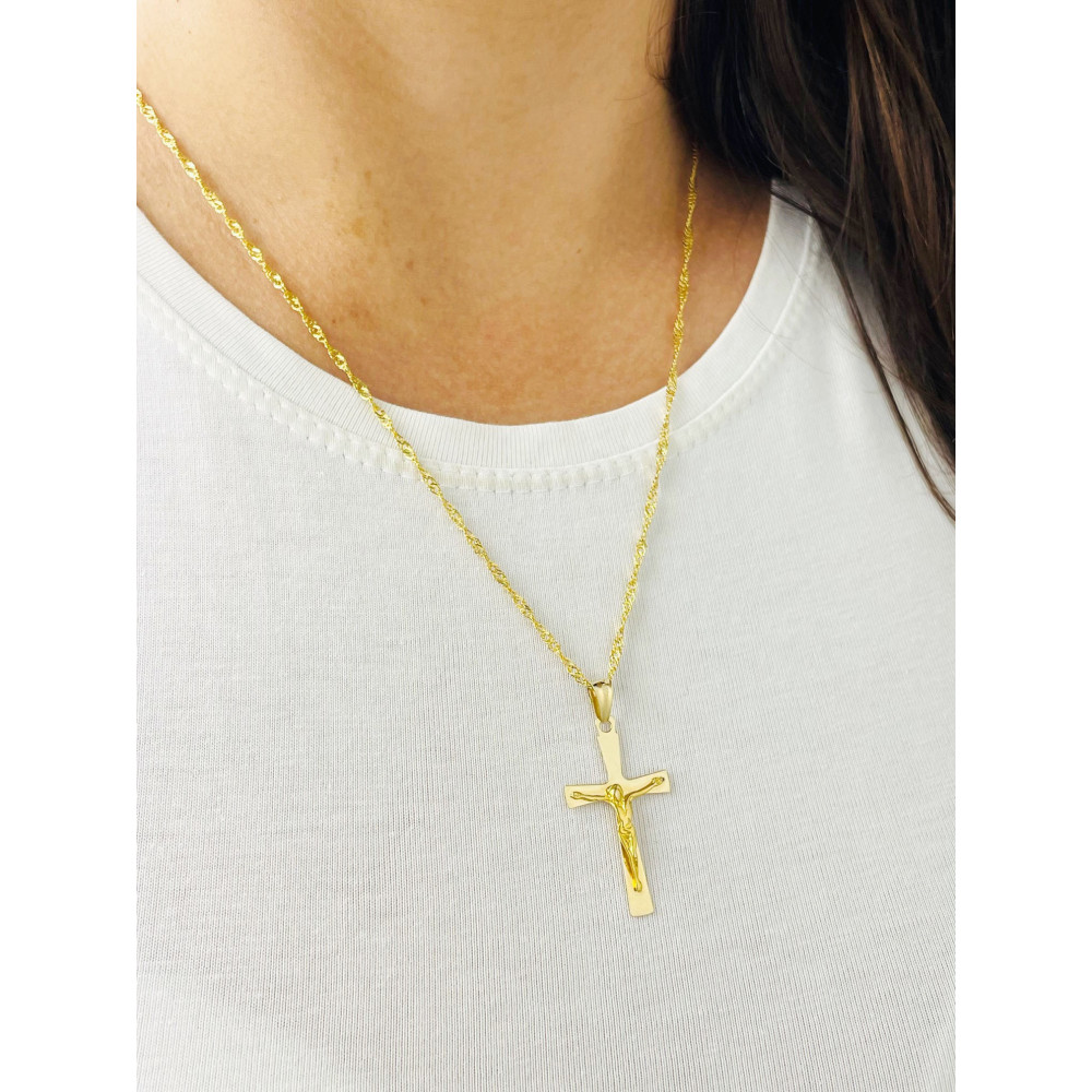 Goldanhänger Kettenanhänger Gold Anhänger Kreuz mit Jesus Goldkreuz Erstkommunion Gelbgold 585er 14KT