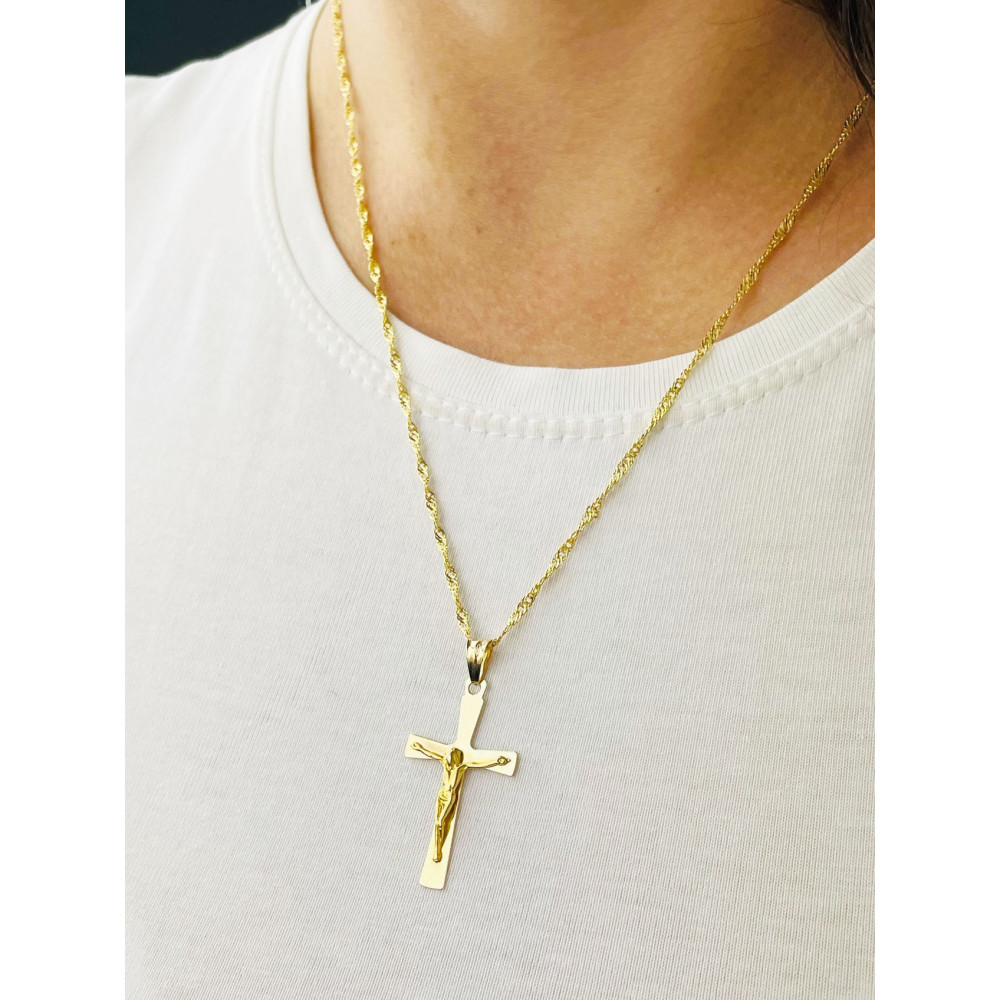 Goldanhänger Kettenanhänger Gold Anhänger Kreuz mit Jesus Goldkreuz Erstkommunion Gelbgold 585er 14KT