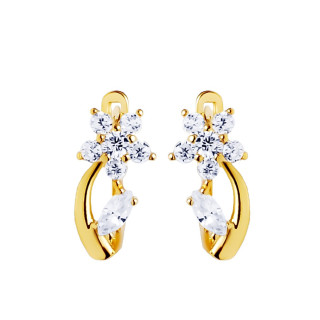 Gold Ohrringe Blumen Mit Zirkonia Ohrhänger Ohrstecker Ohrschmuck Paar Gelbgold