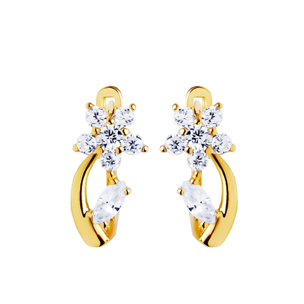 Gold Ohrringe Blumen Mit Zirkonia Ohrhänger Ohrstecker Ohrschmuck Paar Gelbgold
