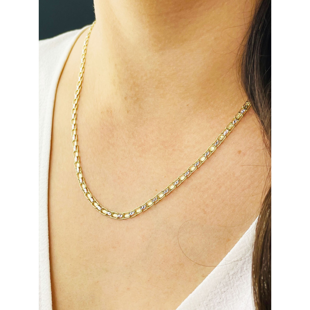 Złoty naszyjnik bikolor łańcuszek frezowany