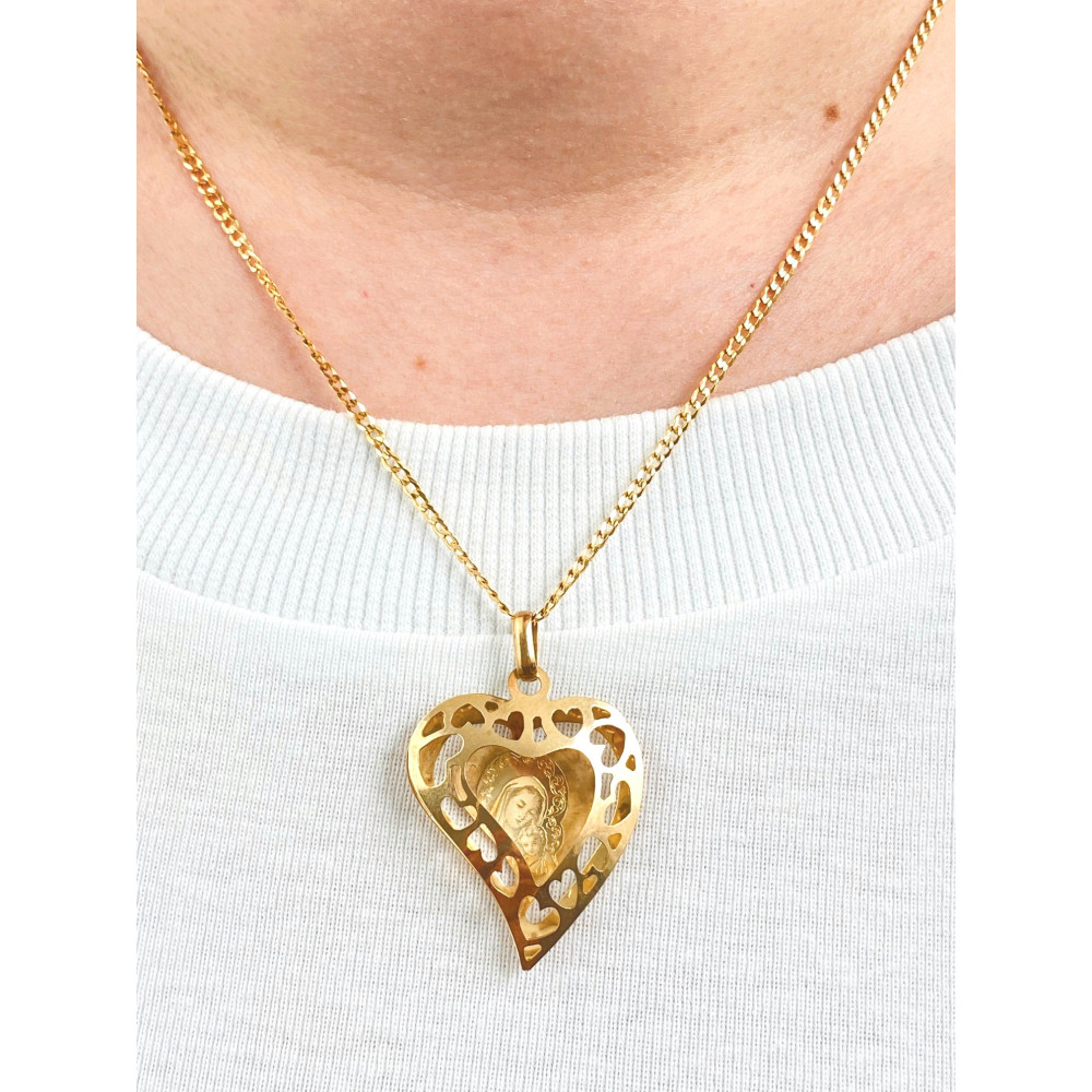 Złoty Medalik Zawieszka Matka Boska z Dzieciątkiem