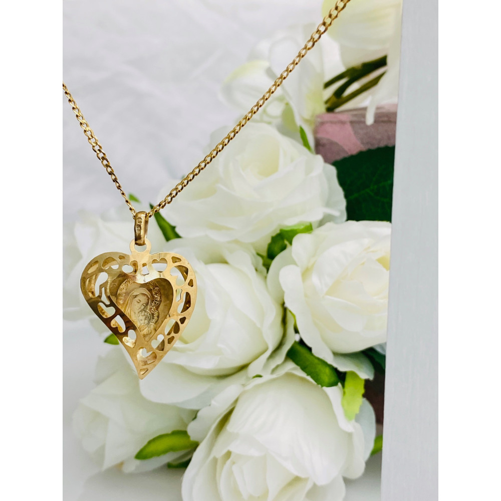 Złoty Medalik Zawieszka Matka Boska z Dzieciątkiem