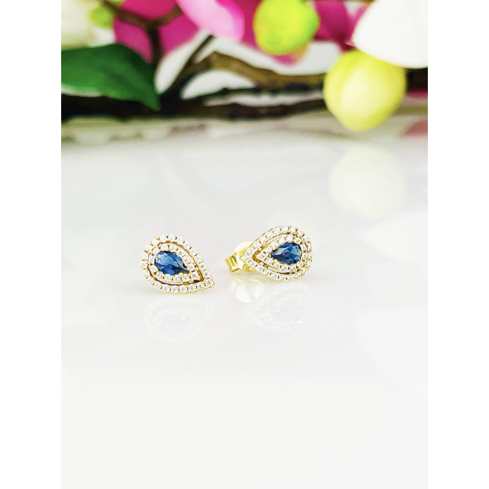 copy of Złote kolczyki kuleczki z cyrkoniami dwukolorowe