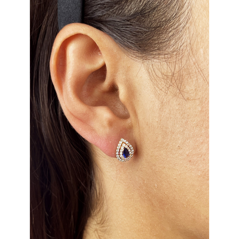 Gold Ohrringe mit Zirkonia Ohrhänger Ohrstecker Ohrschmuck Paar Gelbgold