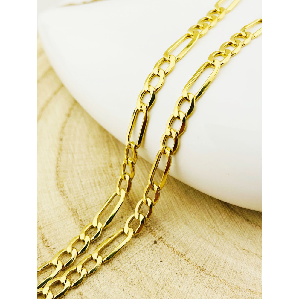 Złoty łańcuszek Figaro szeroki gładki