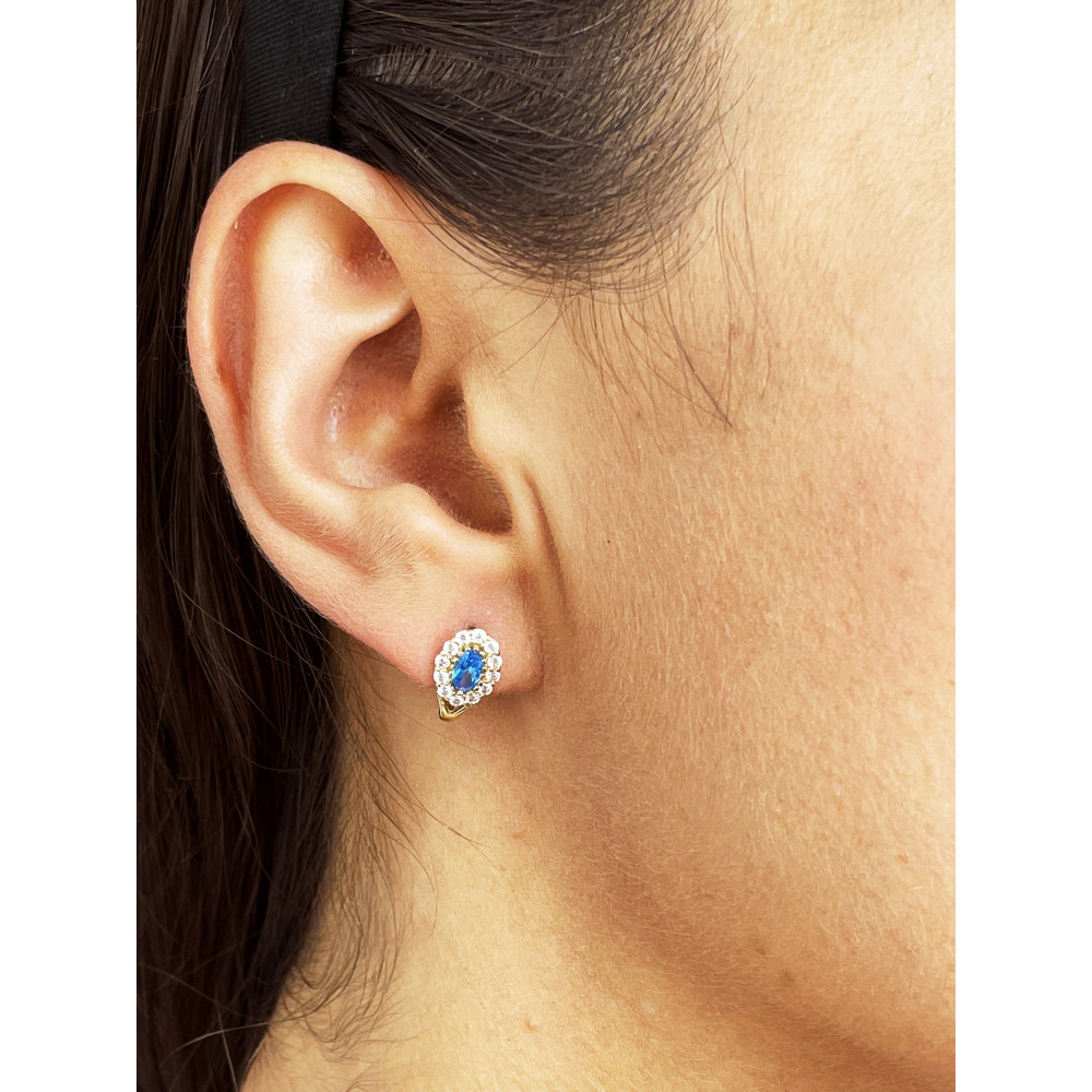 copy of Złote kolczyki kuleczki z cyrkoniami dwukolorowe