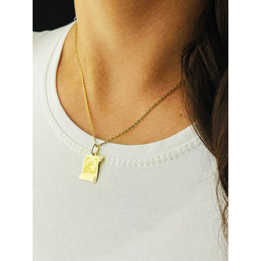 Anhänger Madonna Maria mit Jesuskind Goldanhänger Papyrus