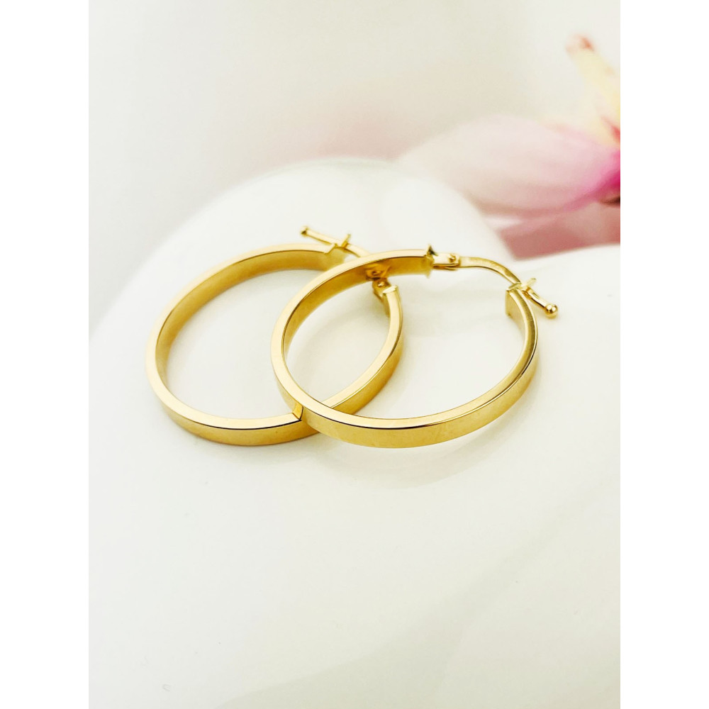 Kreis Creolen Ohrringe Ohrhänger Ohrstecker Ohrschmuck Paar Gelbgold 585er 14KT