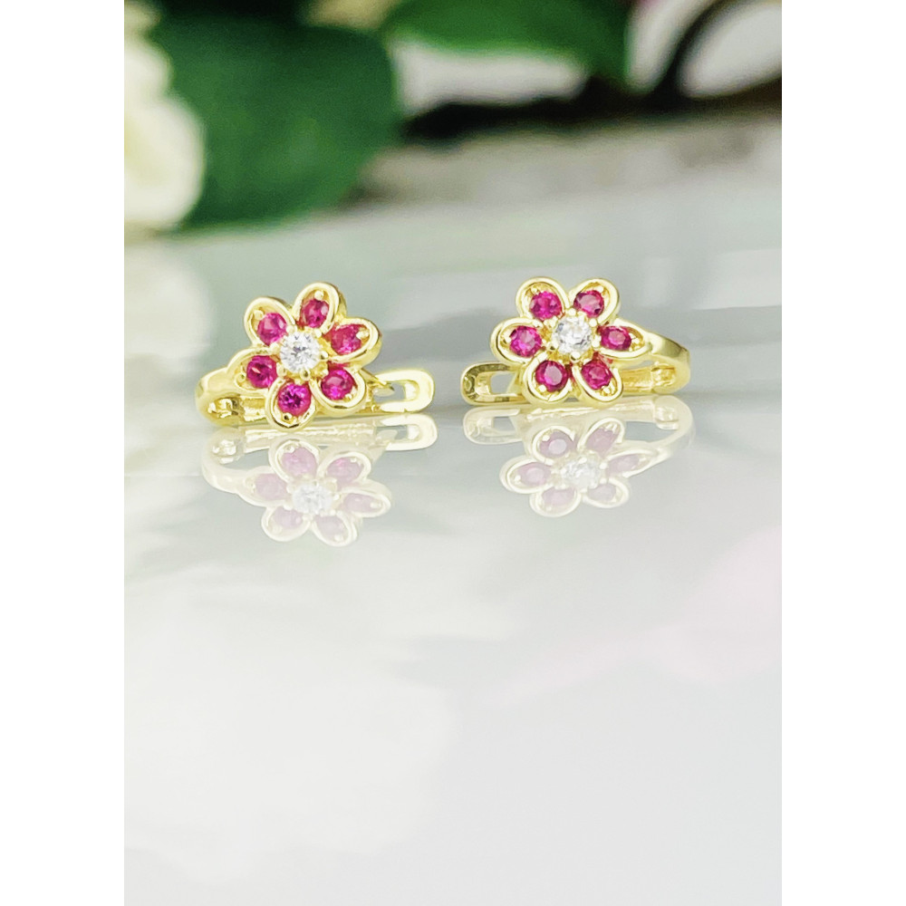 copy of Złote kolczyki kuleczki z cyrkoniami dwukolorowe